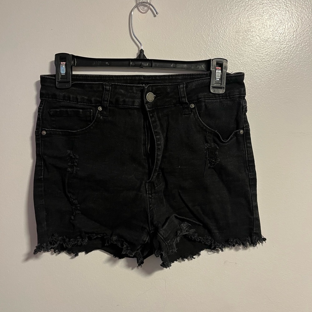 Black ripped Jean shorts